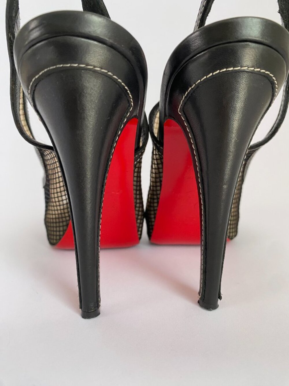 Christian Louboutin Black Mesh Peep-Toe Slingback Platform Heels | Size 38.5 - Picture 7 of 11